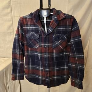 Lee Flannel Shirt Regular Fit Men's Medium Navy Burgundy Plaid